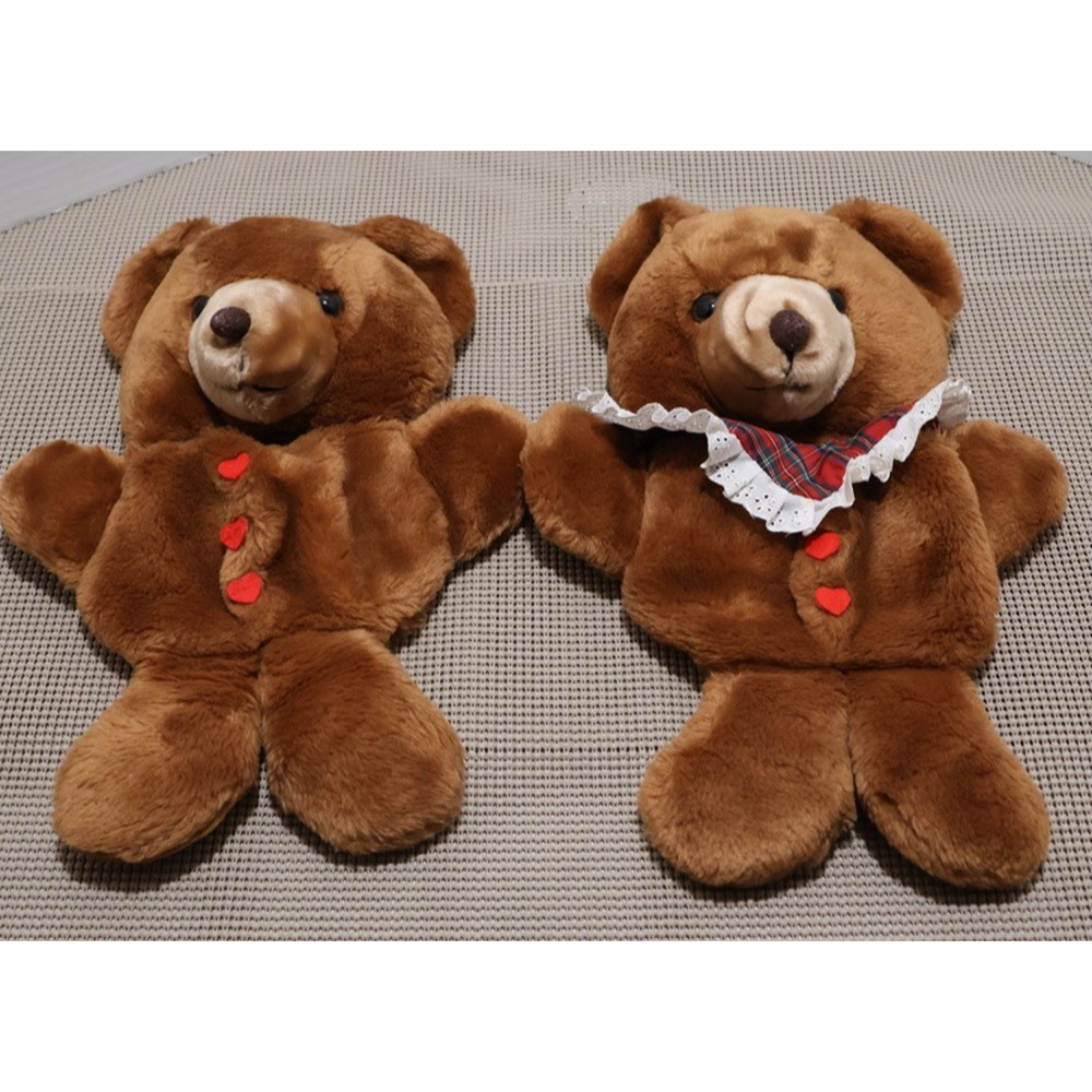 Schmid Teddy Bear Plush Boy Girl Pair Christmas Card Holder Stocking 1984